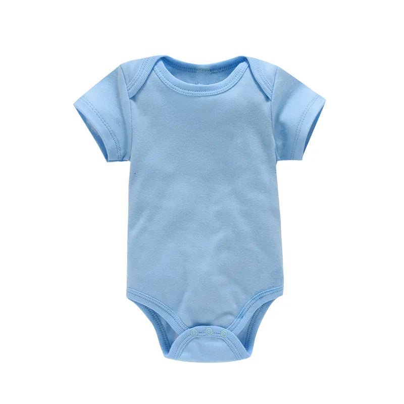 Unisex Baby Cotton Romper - Summer, Short Sleeve, Solid Colors