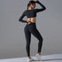 2024 New Arrival Autumn Winter Nylon Long Sleeves Seamless 2 Pieces High Elasticity Woman Sports Sets - Polynesia Market