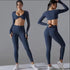 2024 New Arrival Autumn Winter Nylon Long Sleeves Seamless 2 Pieces High Elasticity Woman Sports Sets - Polynesia Market