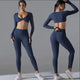 2024 New Arrival Autumn Winter Nylon Long Sleeves Seamless 2 Pieces High Elasticity Woman Sports Sets - Polynesia Market