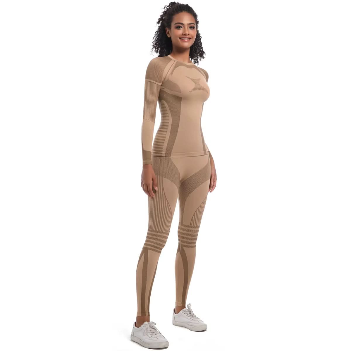 2025 New 2 PCS Ski Suit Womens Clothing High Elastic Slim Fit Tights Workout Sportswear Gym Fitness Womens Shapewear - Polynesia Market