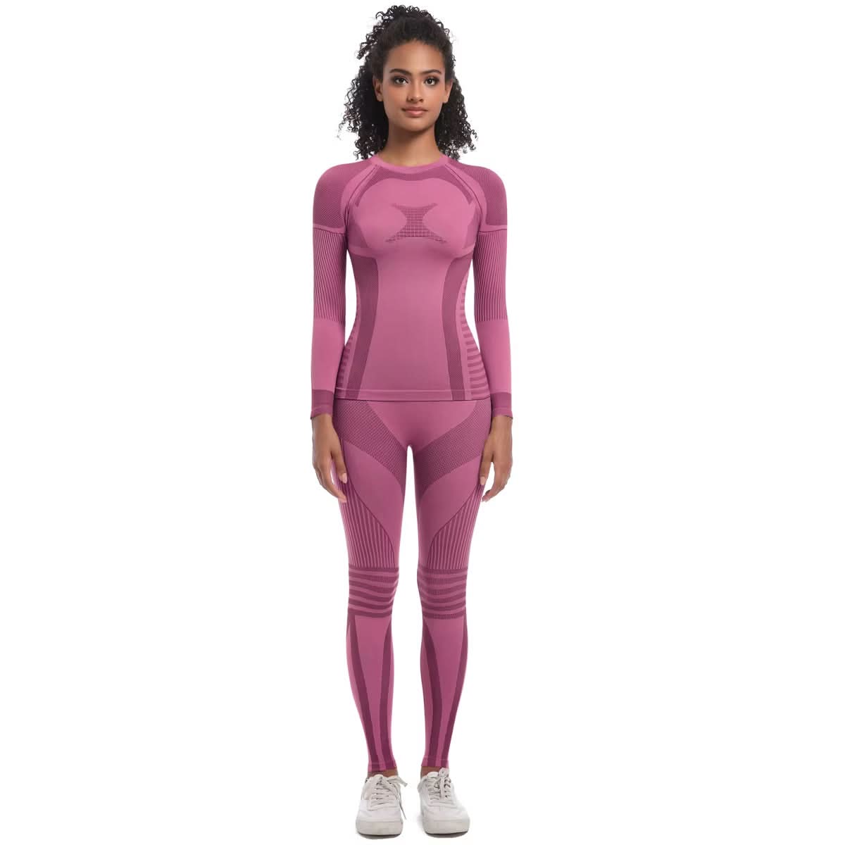 2025 New 2 PCS Ski Suit Womens Clothing High Elastic Slim Fit Tights Workout Sportswear Gym Fitness Womens Shapewear - Polynesia Market