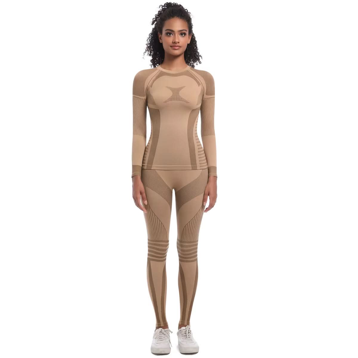 2025 New 2 PCS Ski Suit Womens Clothing High Elastic Slim Fit Tights Workout Sportswear Gym Fitness Womens Shapewear - Polynesia Market