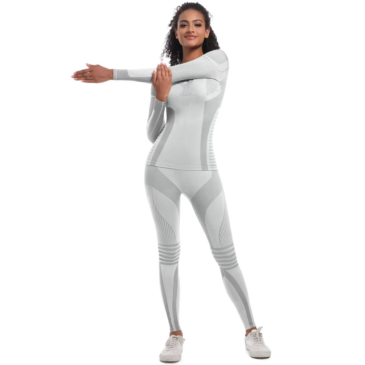 2025 New 2 PCS Ski Suit Womens Clothing High Elastic Slim Fit Tights Workout Sportswear Gym Fitness Womens Shapewear - Polynesia Market