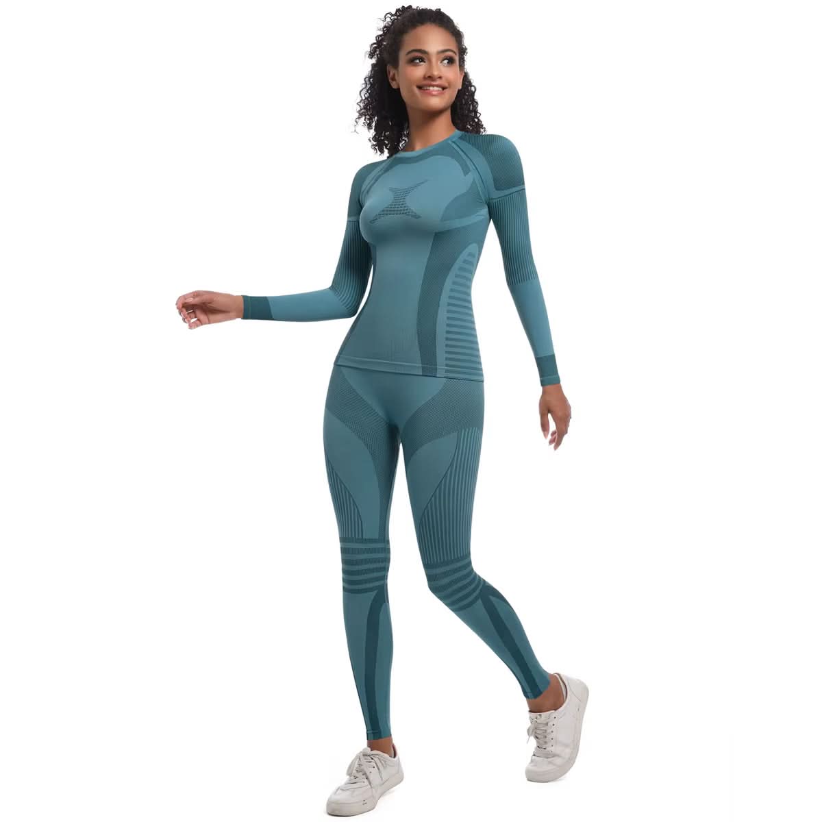2025 New 2 PCS Ski Suit Womens Clothing High Elastic Slim Fit Tights Workout Sportswear Gym Fitness Womens Shapewear - Polynesia Market