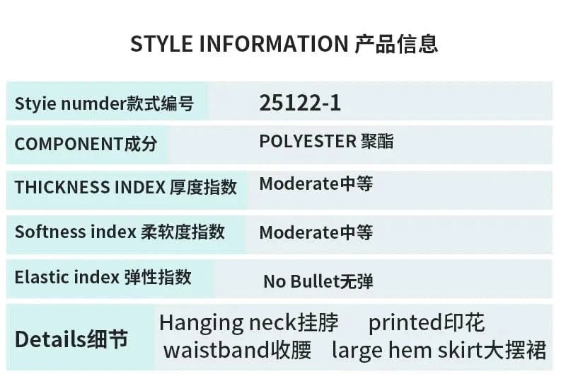 2025 Spring/Summer New Women's Fashion Hanging Neck Printed Waist slimming Dress for Women - Polynesia Market