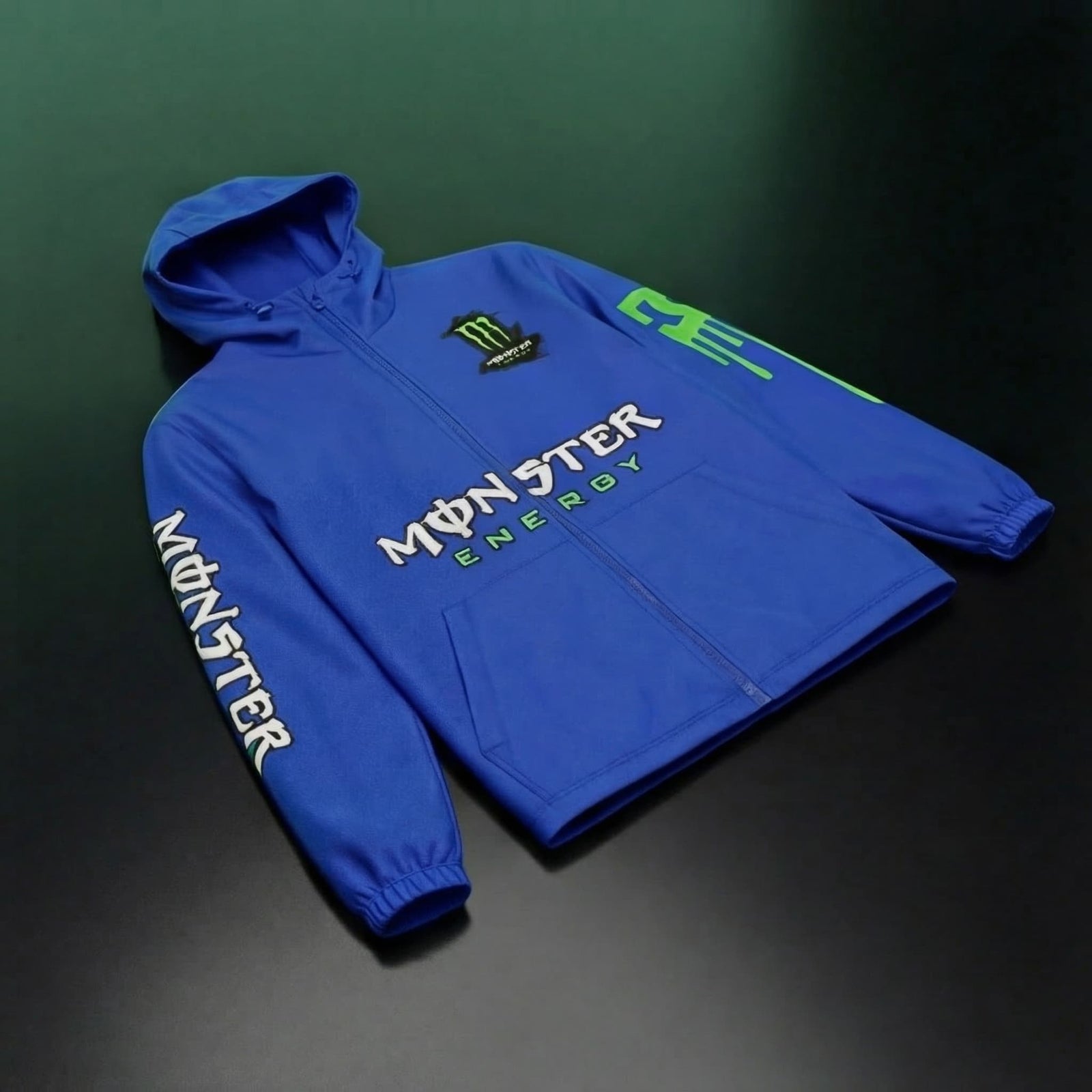 Jacket Déperlante Monster Blue Racing – Style Motocross Premium