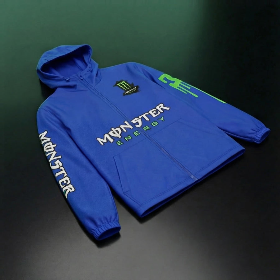 Jacket Déperlante Monster Blue Racing – Style Motocross Premium