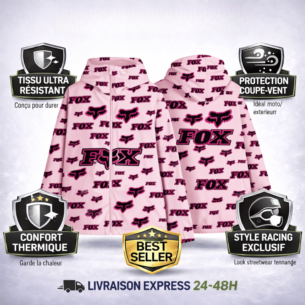 Jacket Imperméable FOX Pink Edition – Style Motocross Premium