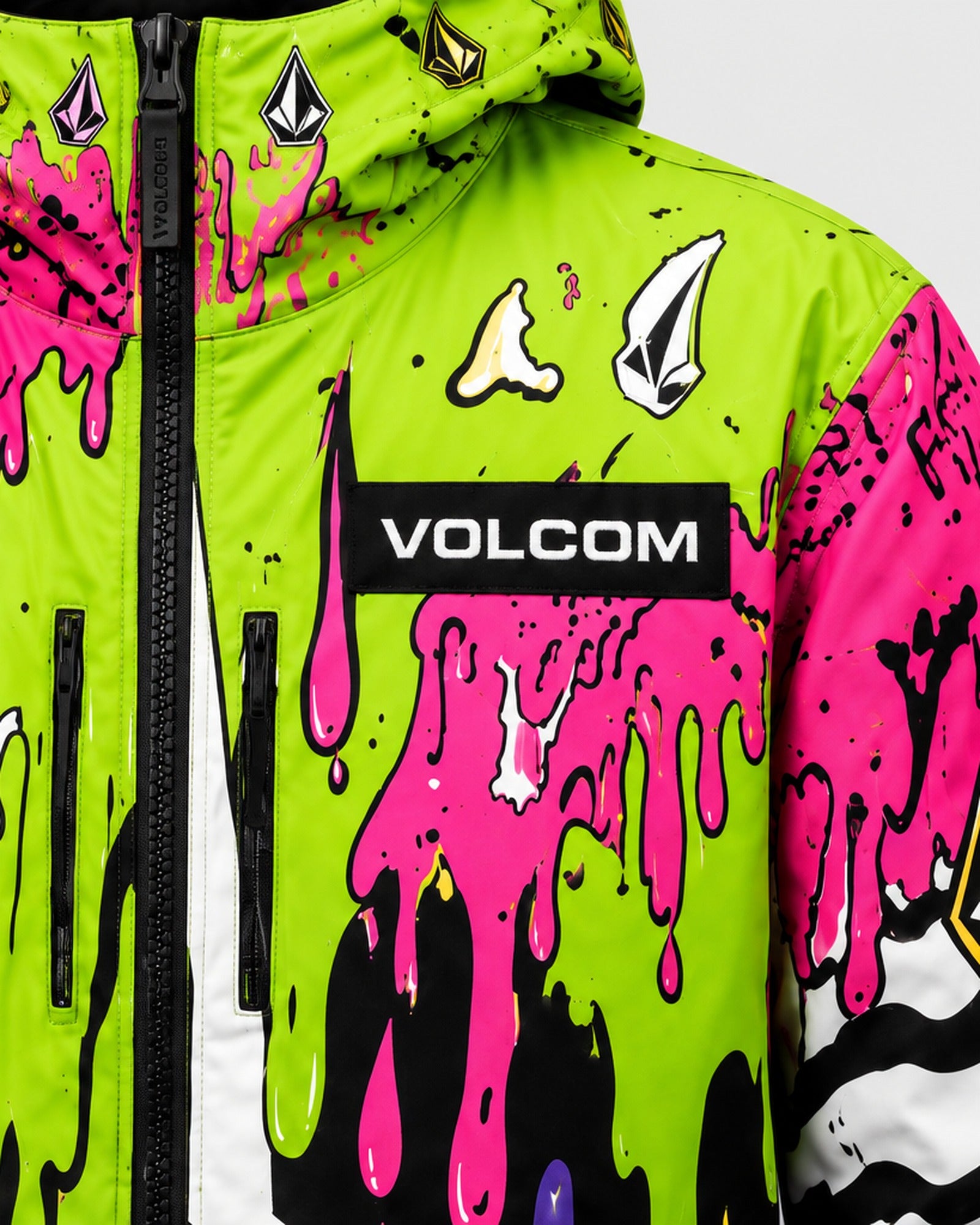 Veste Volcom Toxic Drip - Gros plan poitrine et logo