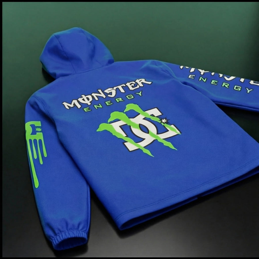 Jacket Déperlante Monster Blue Racing – Style Motocross Premium