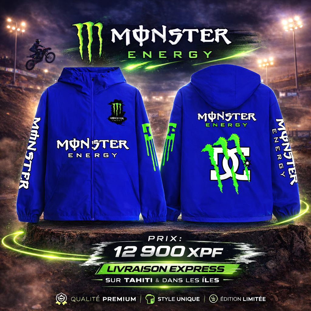 Jacket Imperméable Monster Blue Racing – Style Motocross Premium
