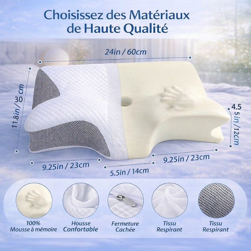 Oreiller cervical à mémoire de forme
