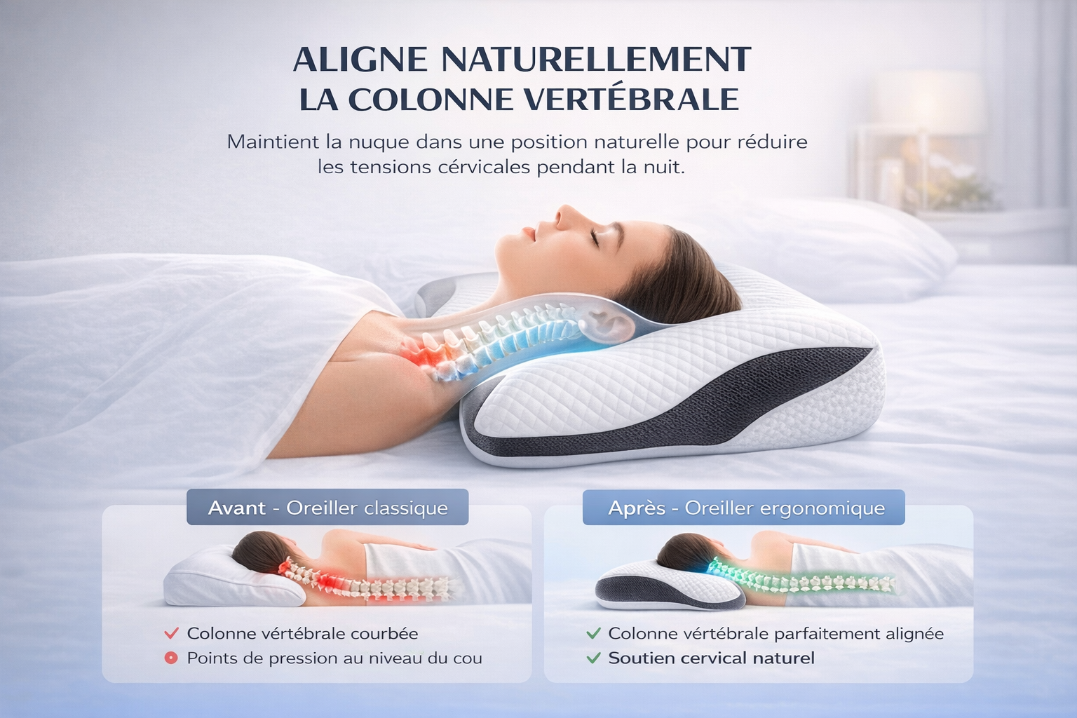 Oreiller cervical à mémoire de forme
