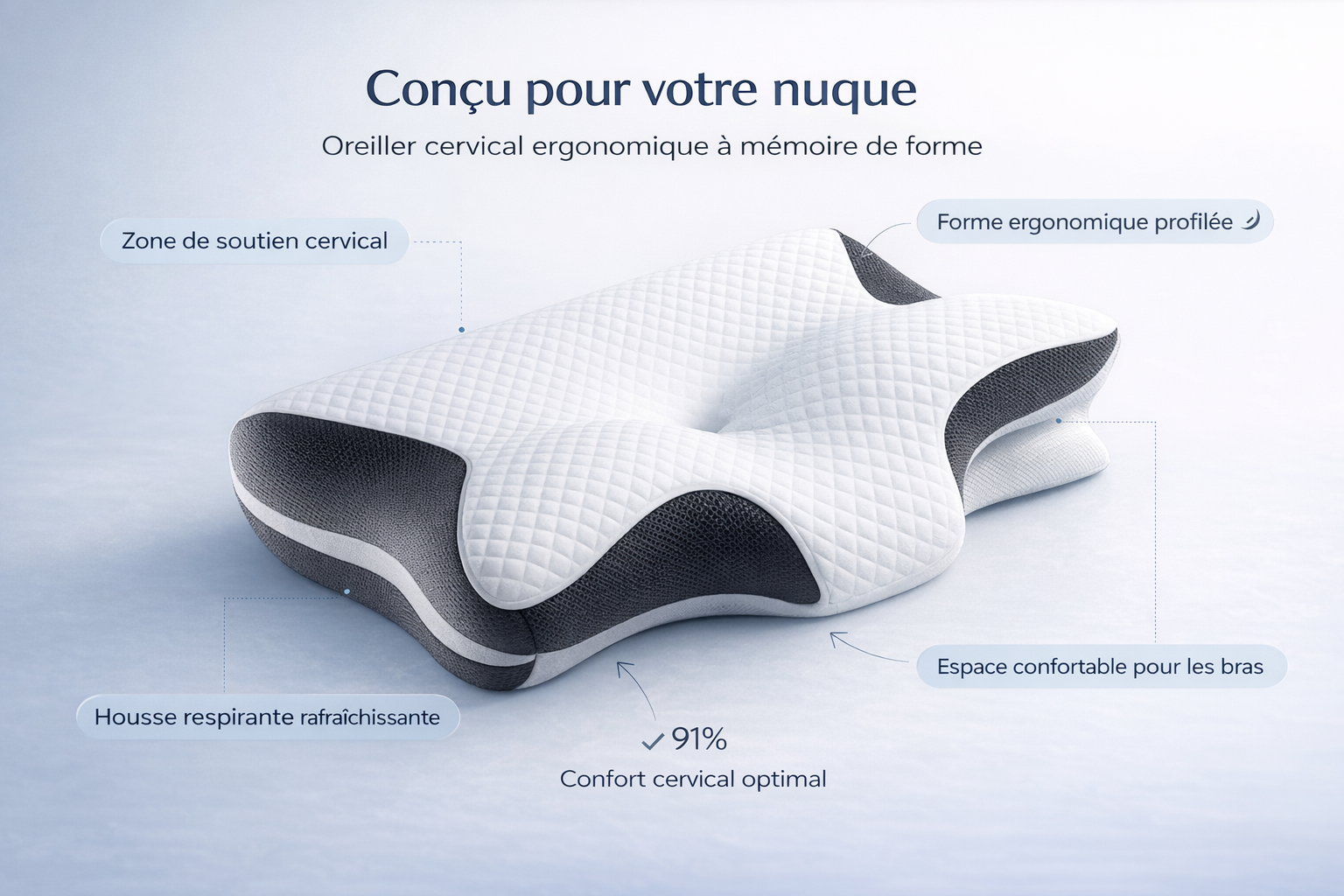 Oreiller cervical à mémoire de forme