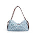 Genuine Leather Denim Patchwork Shoulder Bag - Vintage Style