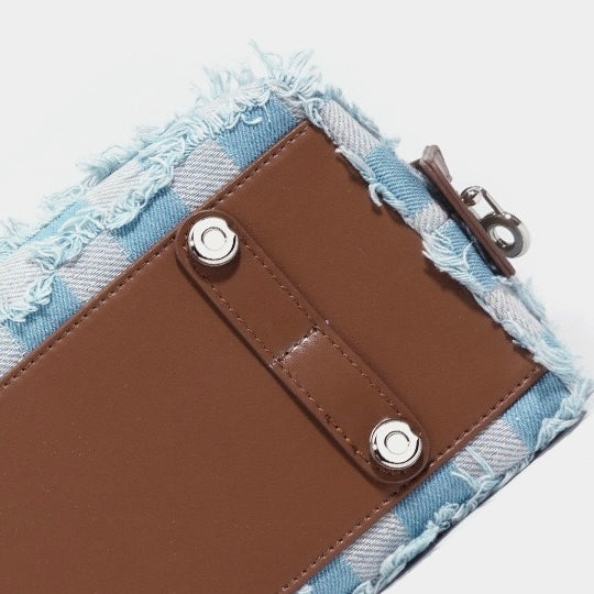 Genuine Leather Denim Patchwork Shoulder Bag - Vintage Style