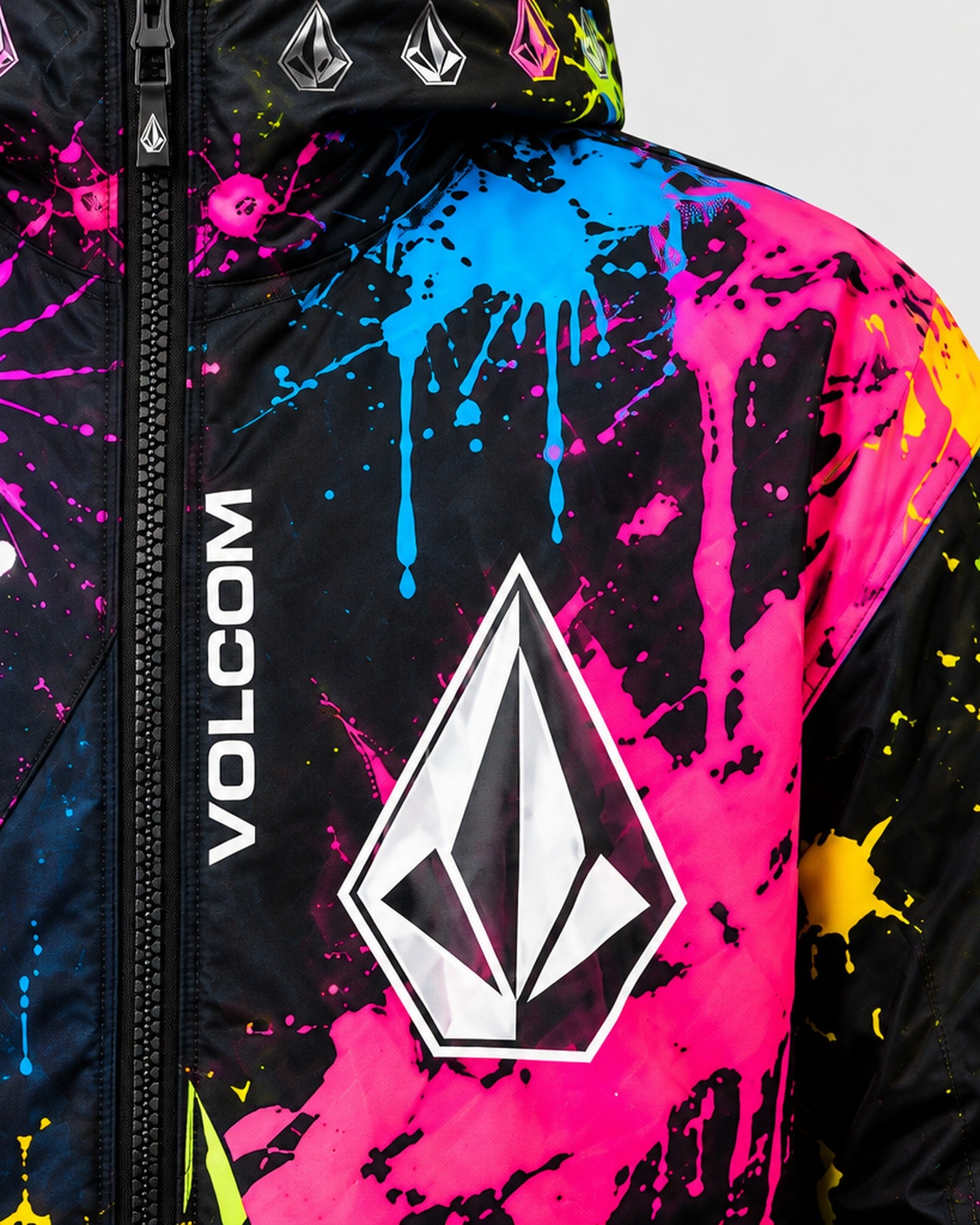 Veste Volcom Neon Meltdown - Gros plan poitrine et logo