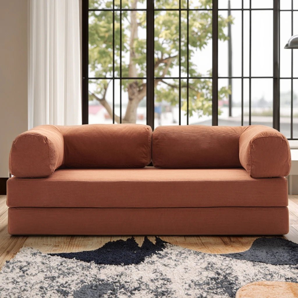 Canapé - lit 2 Places Compressible en Velours Côtelé - Confort et Résistance - Polynesia Market