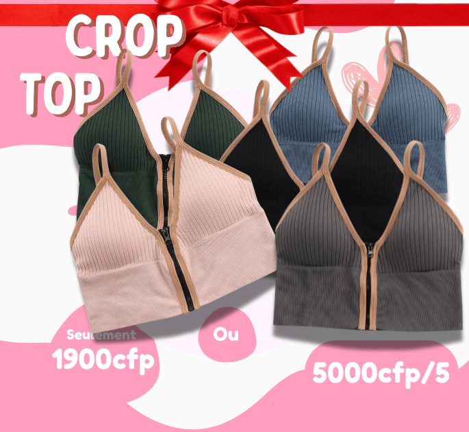 Crop Top Stretch avec Zip – 5 Couleurs au Choix | Pack Promo - Polynesia Market