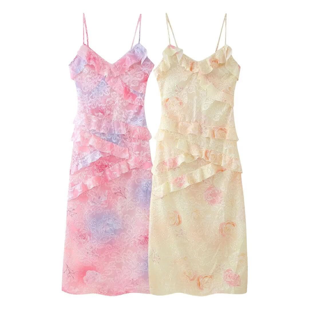 Cross - border European and American women's clothing AliExpress popular wavy slip dresses - long - term stocking is assured to be on the shelves - Polynesia Market