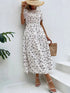 Elegant Floral Print Dress Women 2023 Summer Casual Puff Sleeve Ruffle Big Hem Beach Midi Dress Woman Fashion Party Dresses - Polynesia Market