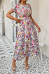 Elegant Floral Print Dress Women 2023 Summer Casual Puff Sleeve Ruffle Big Hem Beach Midi Dress Woman Fashion Party Dresses - Polynesia Market