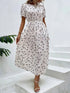 Elegant Floral Print Dress Women 2023 Summer Casual Puff Sleeve Ruffle Big Hem Beach Midi Dress Woman Fashion Party Dresses - Polynesia Market