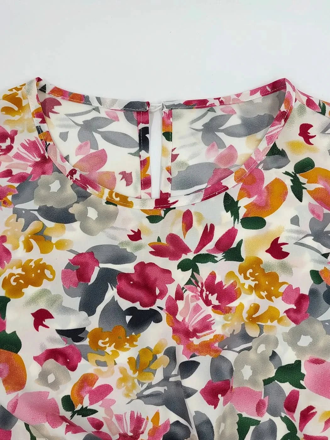 Elegant Floral Print Dress Women 2023 Summer Casual Puff Sleeve Ruffle Big Hem Beach Midi Dress Woman Fashion Party Dresses - Polynesia Market