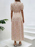 Elegant Floral Print Dress Women 2023 Summer Casual Puff Sleeve Ruffle Big Hem Beach Midi Dress Woman Fashion Party Dresses - Polynesia Market