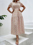 Elegant Floral Print Dress Women 2023 Summer Casual Puff Sleeve Ruffle Big Hem Beach Midi Dress Woman Fashion Party Dresses - Polynesia Market