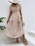 Elegant Floral Print Dress Women 2023 Summer Casual Puff Sleeve Ruffle Big Hem Beach Midi Dress Woman Fashion Party Dresses - Polynesia Market