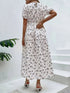 Elegant Floral Print Dress Women 2023 Summer Casual Puff Sleeve Ruffle Big Hem Beach Midi Dress Woman Fashion Party Dresses - Polynesia Market