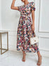 Elegant Floral Print Dress Women 2023 Summer Casual Puff Sleeve Ruffle Big Hem Beach Midi Dress Woman Fashion Party Dresses - Polynesia Market