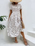 Elegant Floral Print Dress Women 2023 Summer Casual Puff Sleeve Ruffle Big Hem Beach Midi Dress Woman Fashion Party Dresses - Polynesia Market