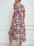Elegant Floral Print Dress Women 2023 Summer Casual Puff Sleeve Ruffle Big Hem Beach Midi Dress Woman Fashion Party Dresses - Polynesia Market