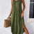 Elegant Green Sleeveless Maxi Dress for Women with Sun and Moon Graphic - Casual V - Neck, Polyester & Elastane Blend, Machine Washable, Perfect for Summer - Polynesia Market