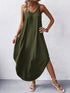 Elegant Green Sleeveless Maxi Dress for Women with Sun and Moon Graphic - Casual V - Neck, Polyester & Elastane Blend, Machine Washable, Perfect for Summer - Polynesia Market
