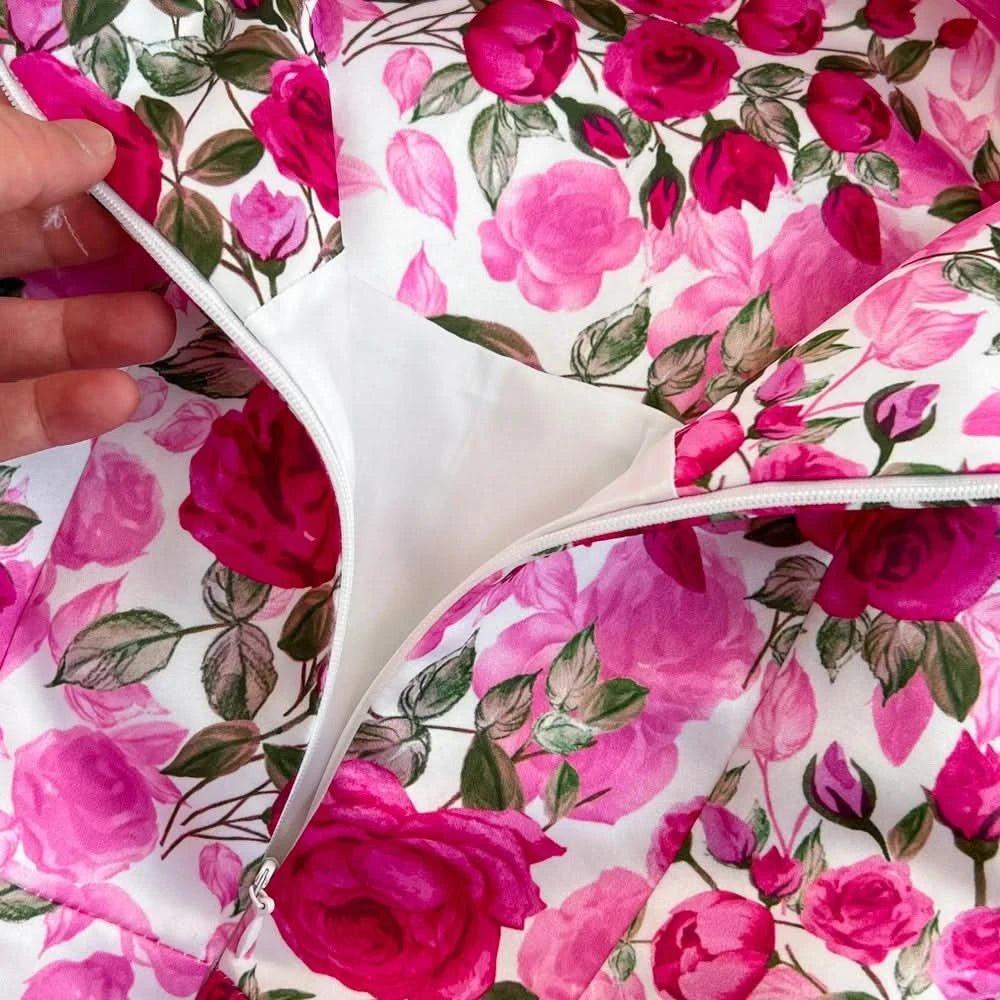 Elegant Sleeveless Round Neck Slim Long Floral Dress Formal Party Boho Y2k - Polynesia Market