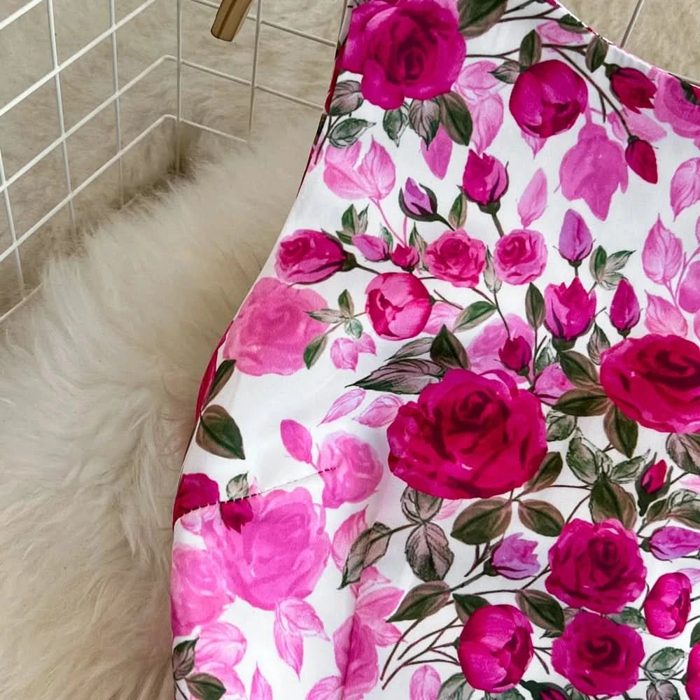 Elegant Sleeveless Round Neck Slim Long Floral Dress Formal Party Boho Y2k - Polynesia Market