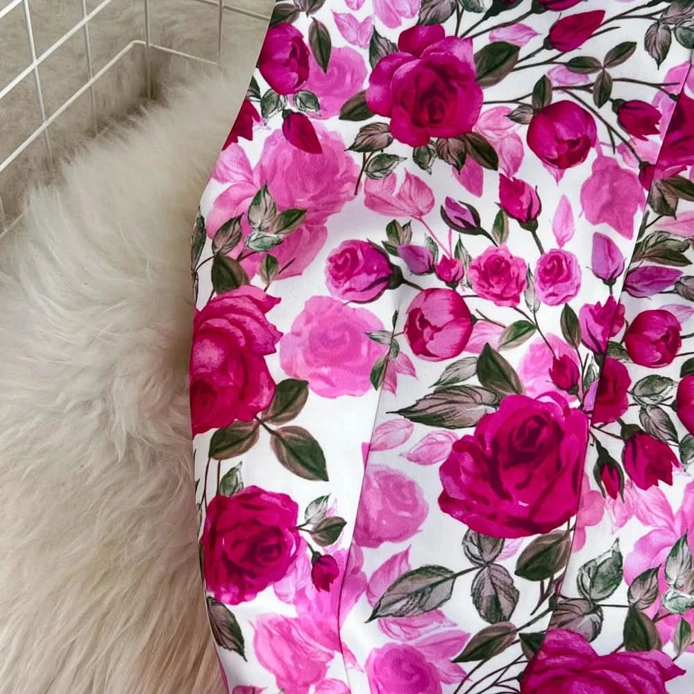 Elegant Sleeveless Round Neck Slim Long Floral Dress Formal Party Boho Y2k - Polynesia Market