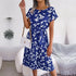 FICUSRONG Fashion Floral Pleated A Line Long Dress Women Spring Summer Short Sleeve High Waist Chic Dress - Polynesia Market