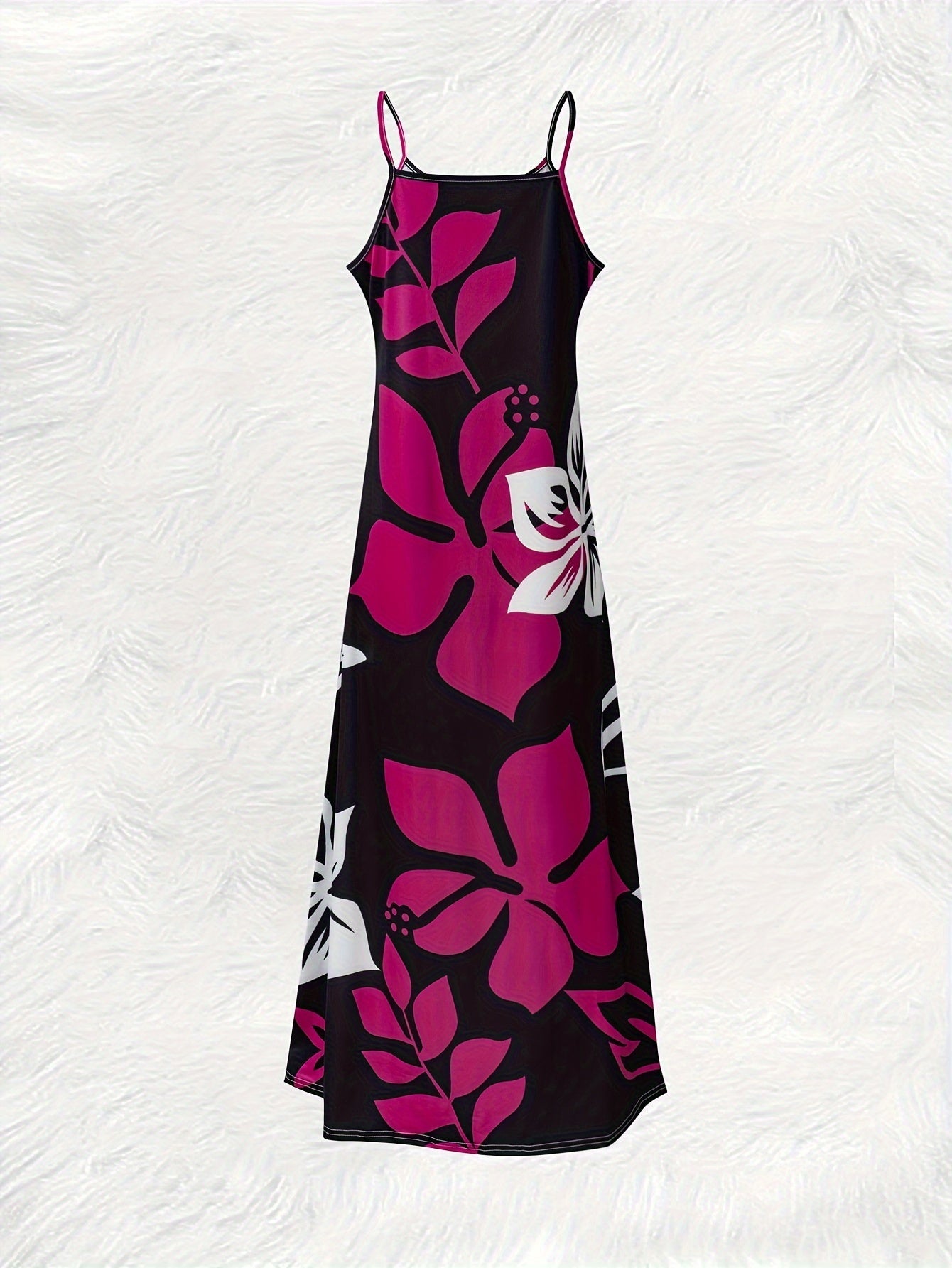 Floral Print Spaghetti Strap Dress, Vacation Backless Cami Dress For Spring & Summer, Women's Clothing - Polynesia Market