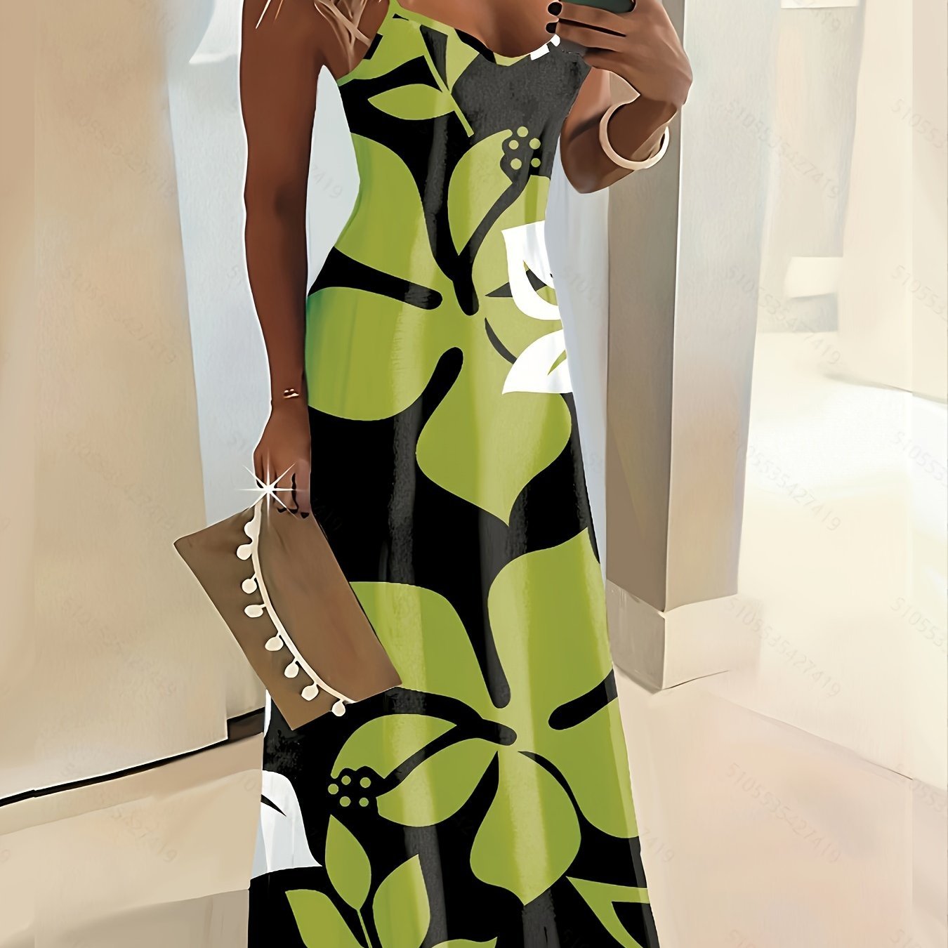 Floral Print Spaghetti Strap Dress, Vacation Backless Cami Dress For Spring & Summer, Women's Clothing - Polynesia Market