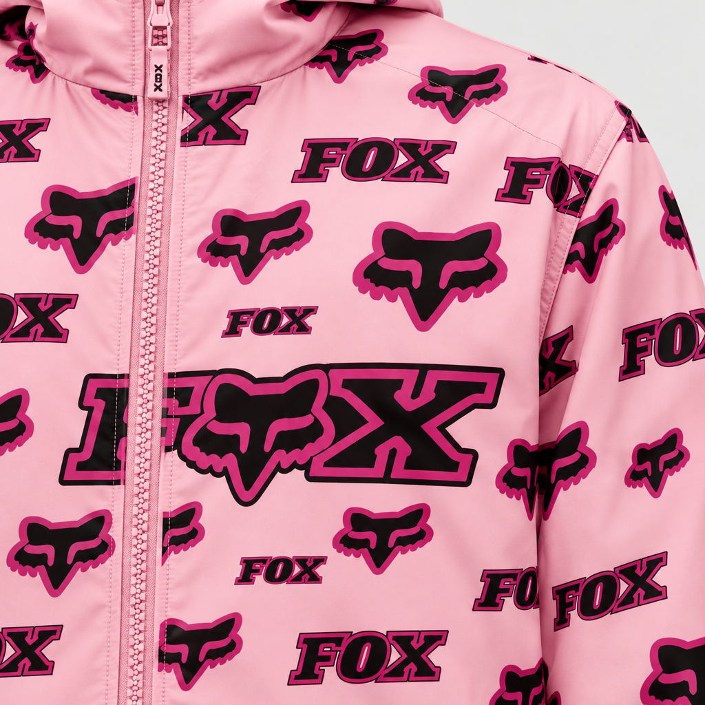 Veste FOX Pink - Gros plan poitrine et logo
