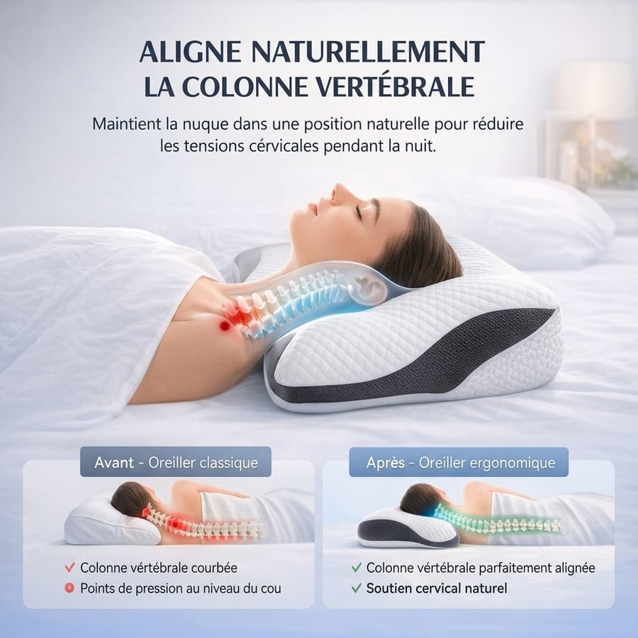 Oreiller Cervical Ergonomique — Dites Adieu aux Douleurs Cervicales