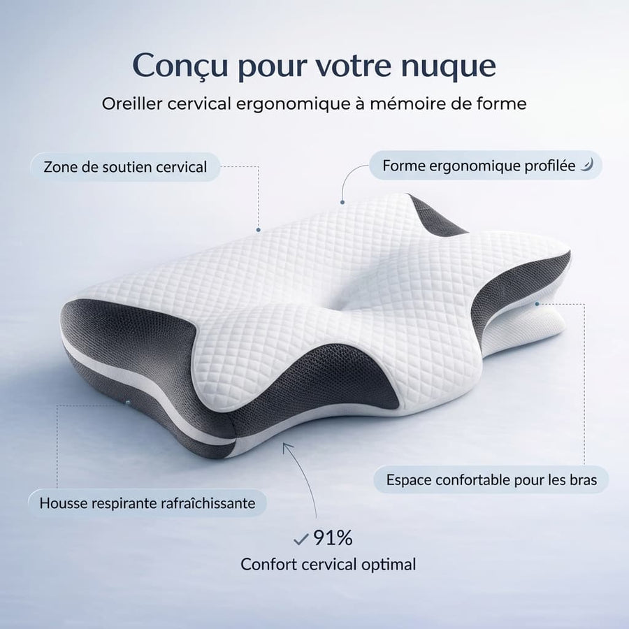 Oreiller Cervical Ergonomique — Dites Adieu aux Douleurs Cervicales