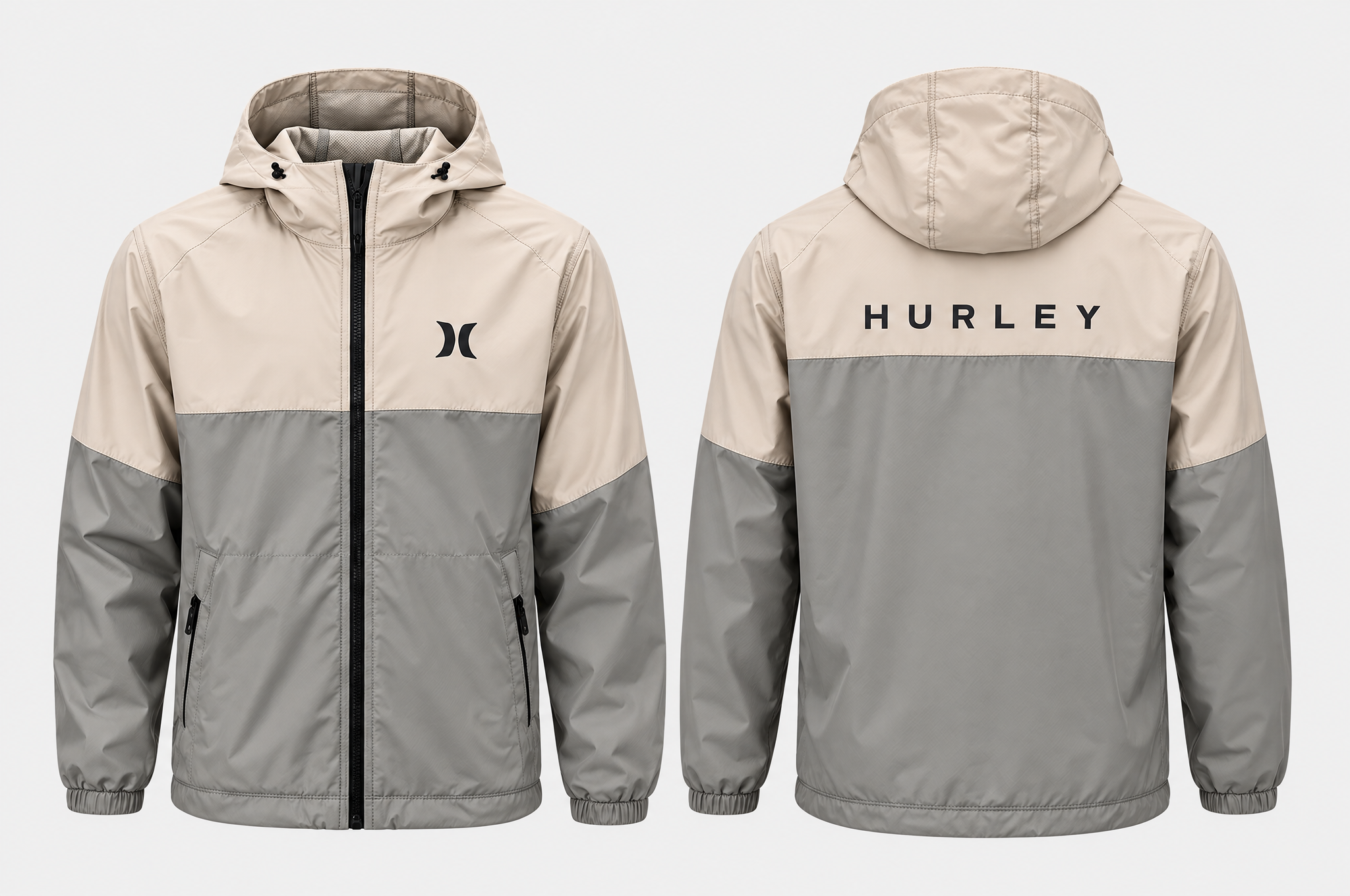 Veste Hurley Beige Gris - Vue avant et arrière