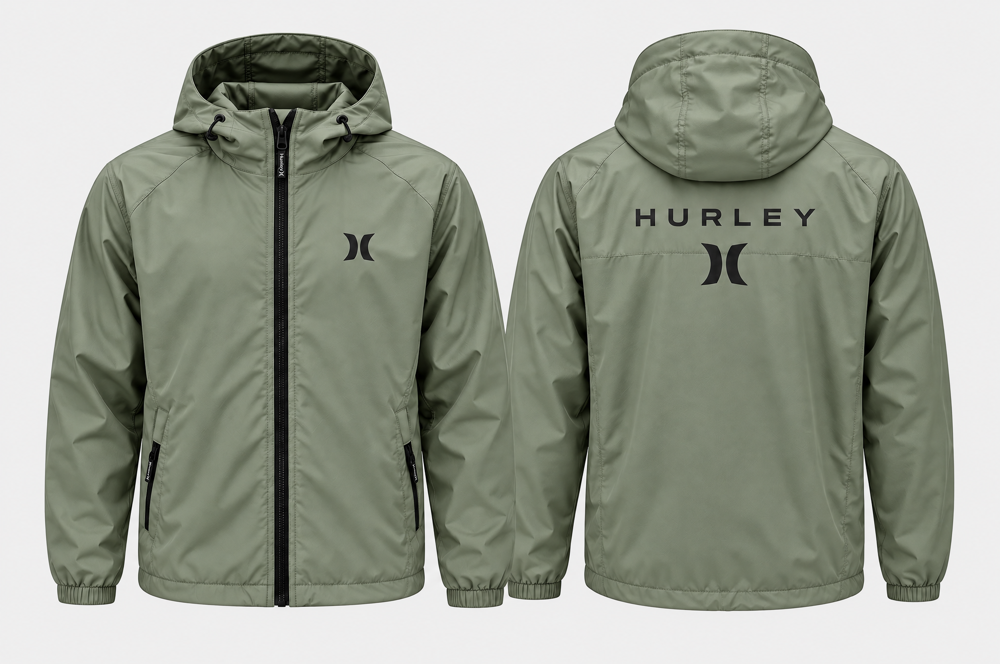 Veste Hurley Kaki - Vue avant et arrière