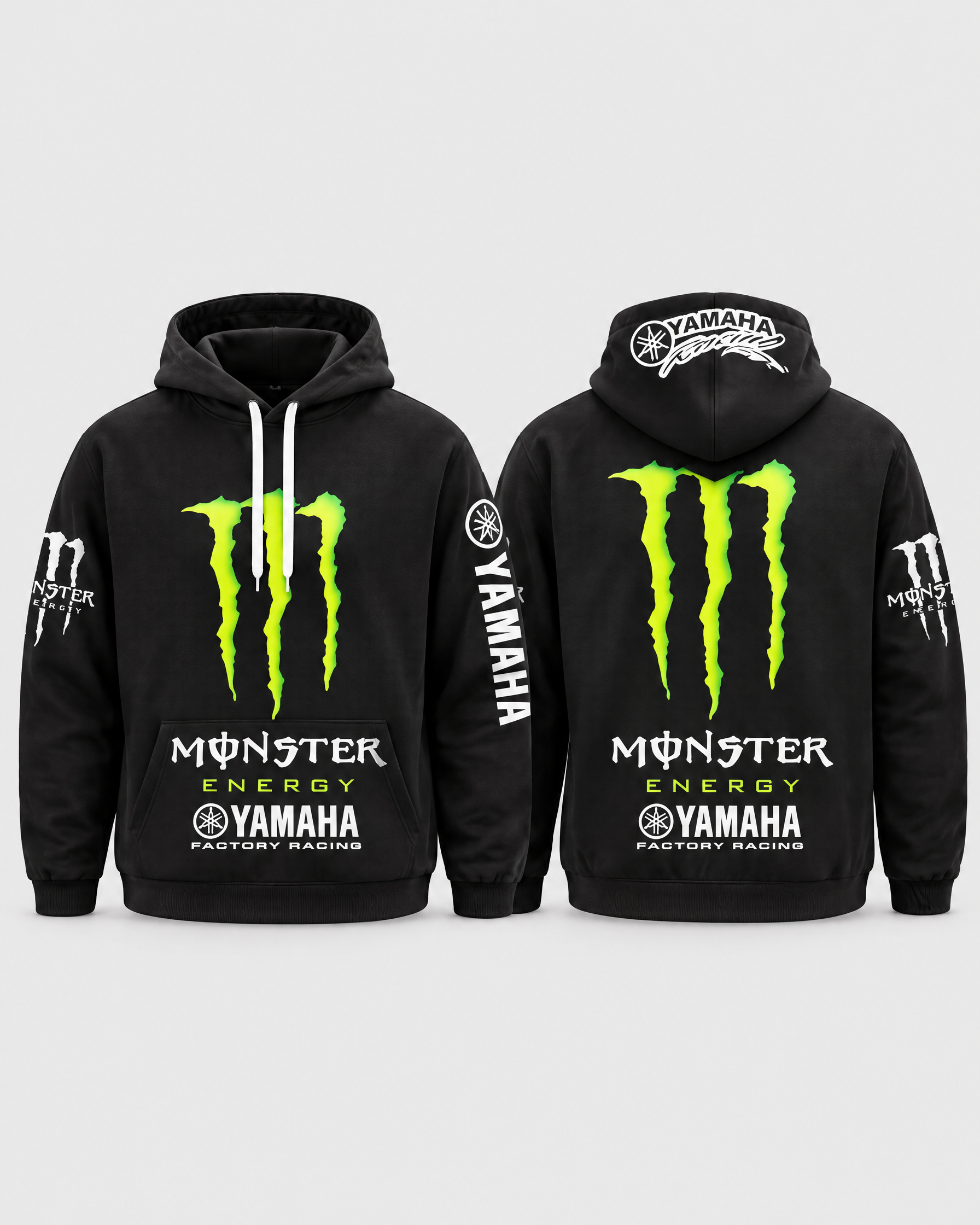 Pull Yamaha Monster Noir Classique - Vue avant et arrière